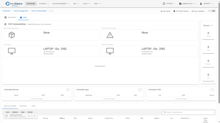 RoboShadow reports dashboard