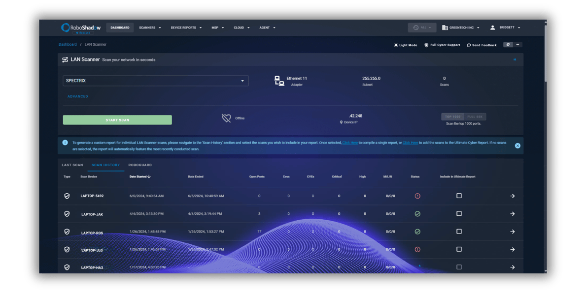 LAN Scanner Dashboard